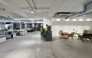 This image shows a commercial space with polished concrete.
