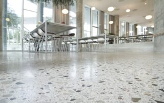 This image shows a commercial space with polished concrete coating.